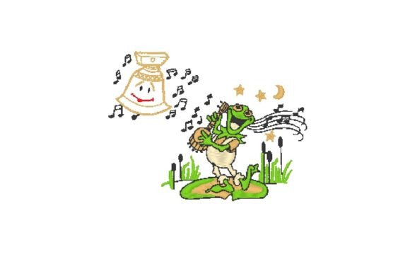 Frog Sings Embroidery Design