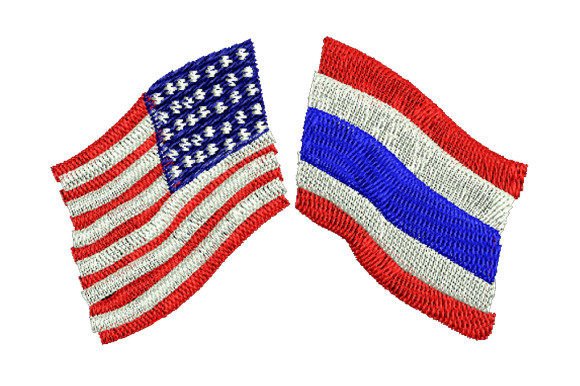Thai Flag and American Flag Embroidery Design